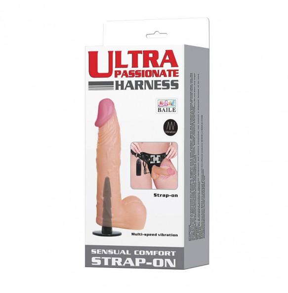 BAILE Ultra Passionate Harness Vibration Strap On Dildo (L:17cm - D:3.5cm)